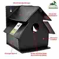 Handmade Double Roof Birdhouse Dark Brown Color made of Leather Vegan Leather and Synthetic leather