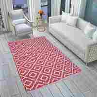 Red Cotton Handloom Floor Rugs