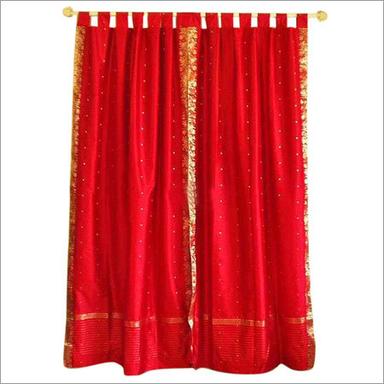 Tab Top Firebrick Sari Curtains