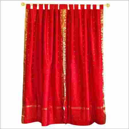 Tab Top Firebrick Sari Curtains