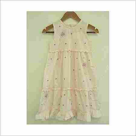 Printed Cream Color Girls Frock