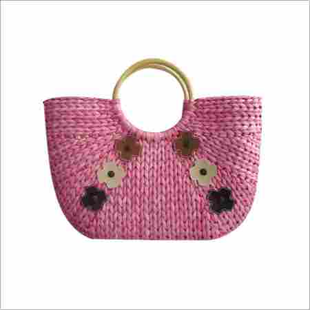 Straw Bag With Colored Decorative PVC