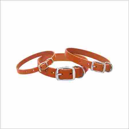 Plain Brown Leather Dog Collar