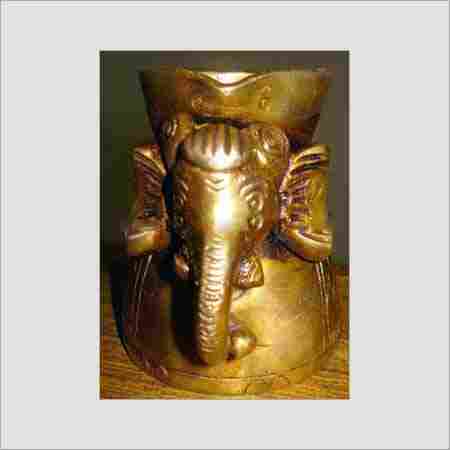 Brass Elephant Deepak Statue