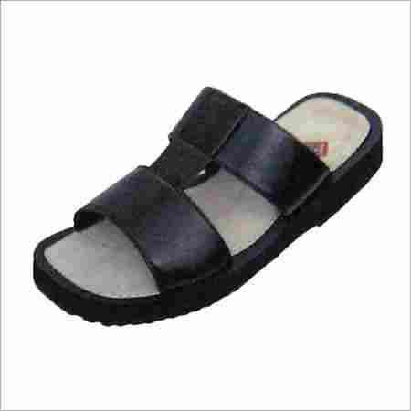 Black Color Leather Slippers