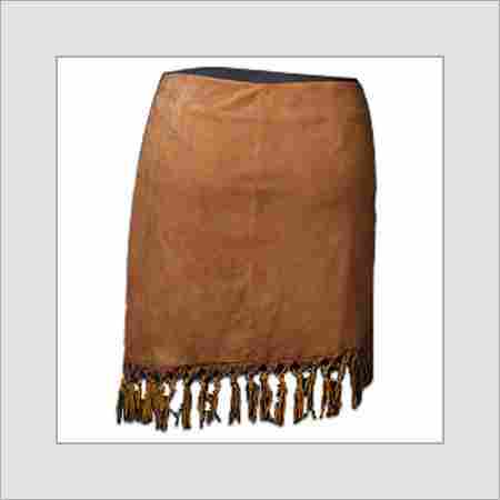 Plain Brown Leather Skirt
