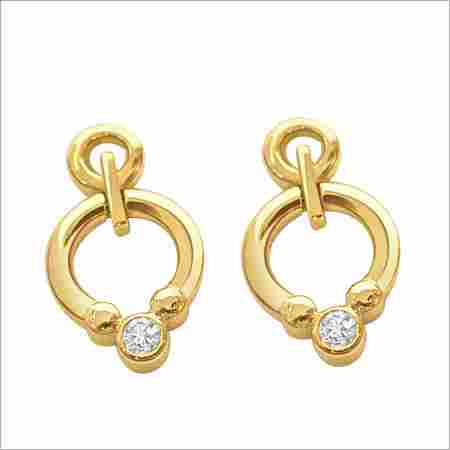 Diamond Studded Gold Earrings