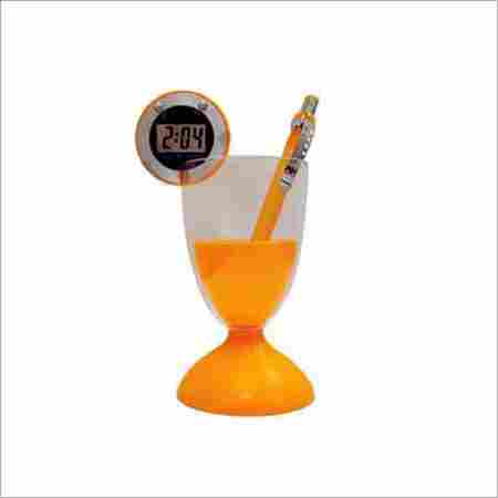 JUICE CUP PEN HOLDER WITH CLOCK