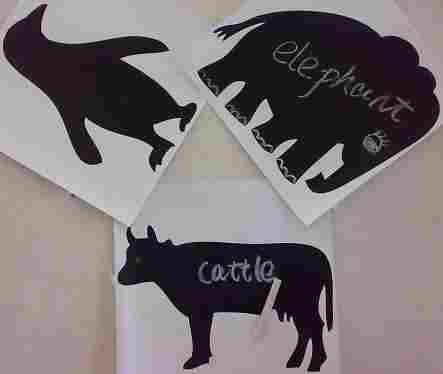 Chalkboard Black Animal Stickers