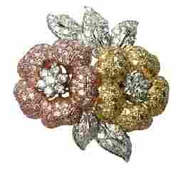 Flower Design Diamond Brooch