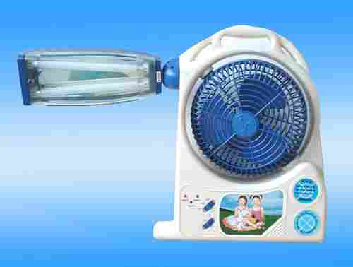 8" Rechargeable Fan With Emergency Fluorescent Lamp