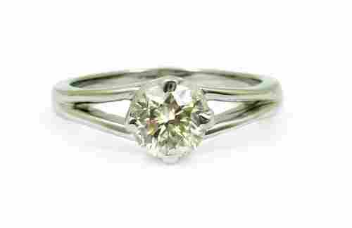 Diamond Egl Certified G-H Si1 14k White Gold Ring (1.01 Ct Round Cut)