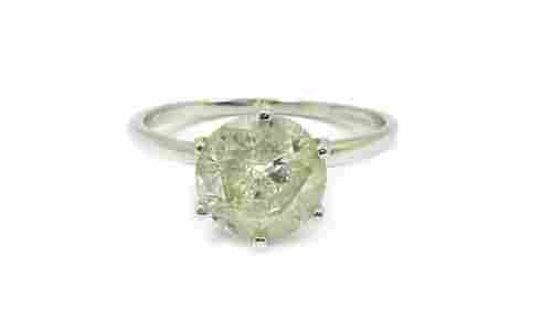 Diamond Egl Certified F-G I3 14k White Gold Ring (2.36 Ct Round Cut)