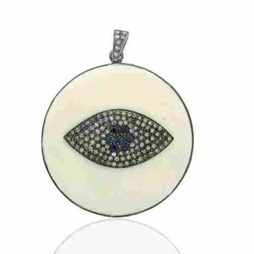 Enamel Gemstone Evil Eye Diamond Designer Gift Pendant
