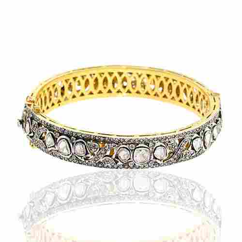 Rosecut Diamond 14k gold Designer Wedding Bangle
