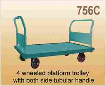 4 Wheeled Platform Trolley With Both Side Tubular Handle