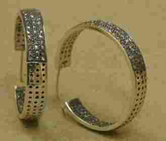 925 Silver Diamond Loop Earrings