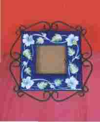 Fancy Blue Pottery Photo Frame