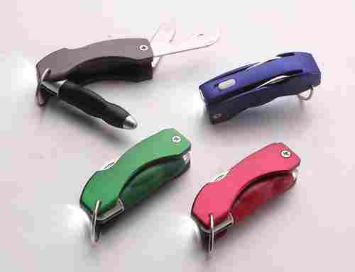 Folding LED Torch Pen With Knife, Opener