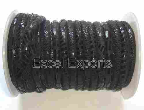 Black Designer Stitched Leather Cords