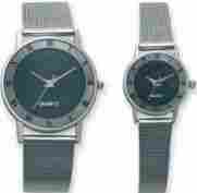 Metallic Pair Watches In Steel Band