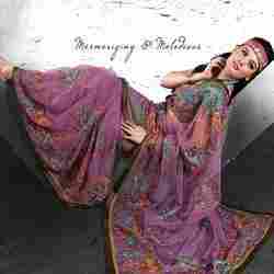 Passionate Purple Net Saree With Blouse