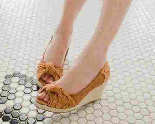 Pastorale Peep Toe Wedge Woven Fabric Chain Link Fence Sandals