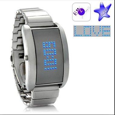 Blue Fiction Metal Alloy LED Watch with Scrolling Text