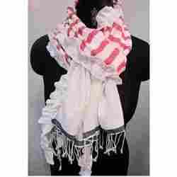 Red Stripe Frill Oblong Scarf