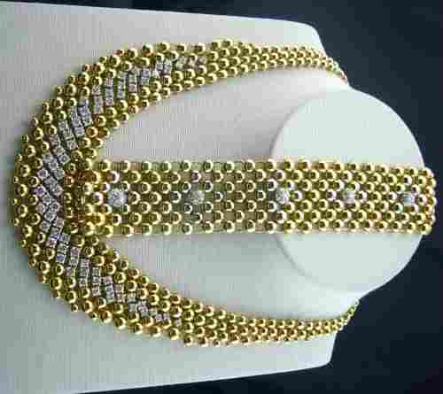 Gold And Diamond Necklace And Bracelet Set