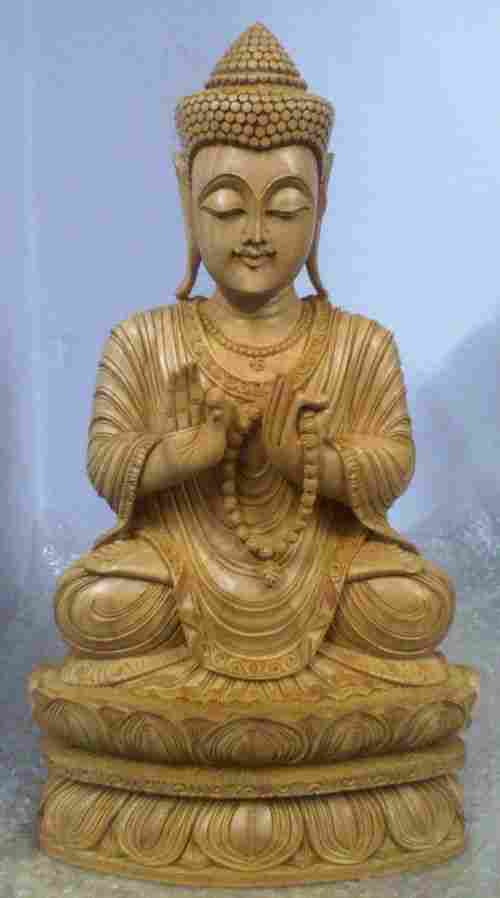 Wooden Sitting Kamal Budha 