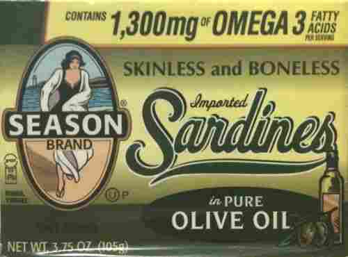 Season Skinless and Boneless Sardines in Olive Oil (3.75-Ounce Tins)