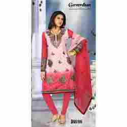 Pink And White Designer Cotton Suits