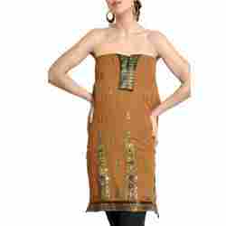 Golden Brown Embroidery Kurti Unstitched