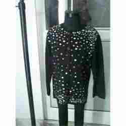 Big Sequined Black Party Sweater For Girls