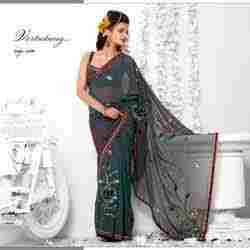 Flower Base Embroidered Saree
