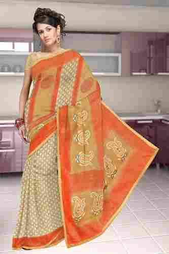 Floral Embroidery Work Supernet Saree