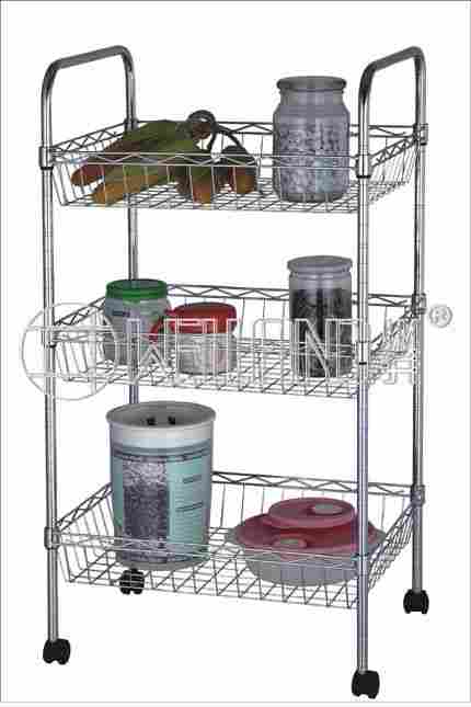 Metal Rolling Kitchen Trolley with Baskets