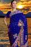Royal Blue Embroidery Saree