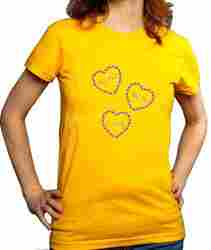 Women'S Graphic T- Shirt- Floral Heart Yellow