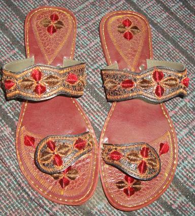 Red Embroidered Sandal