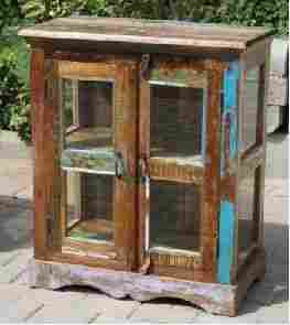 Recycle Wood Glass Cabinet