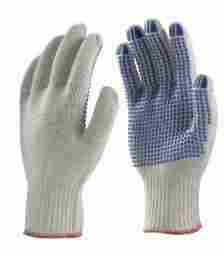 Cotton Knitted Seamless Gloves With PVC Polka Dots
