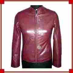 Ladies Leather Dark Maroon Jacket