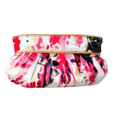 Floral-Printed Cotton Fabric Cosmetics Handbags