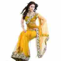 Ladies Yellow Blouse Saree