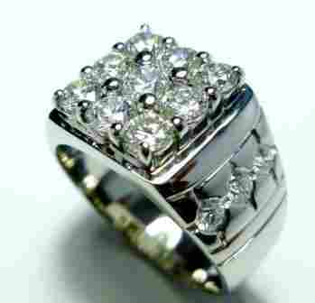 Men'S Diamond Studded Platinum Ring