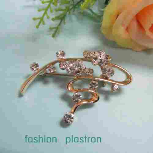 Fashion Gold White Crystal Jewelry Brooch