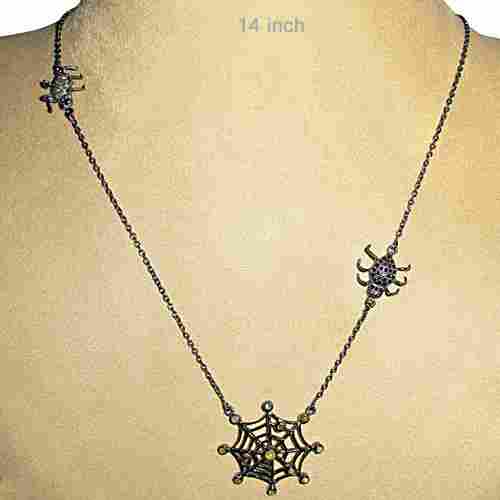 Designer Spider Silver Natural Diamond Studded Necklace