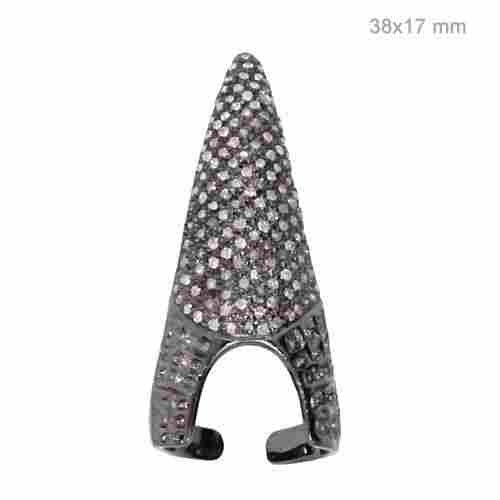 Silver Pave Diamond Nail Ring